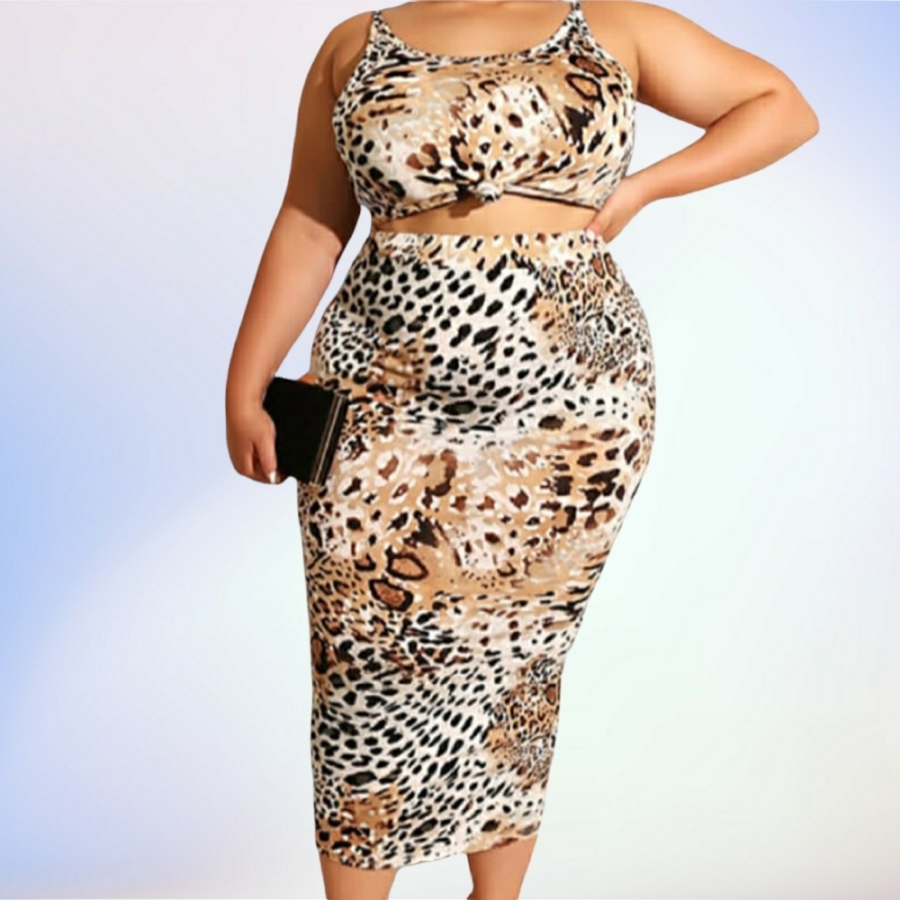 Leopard Print Midi Skirt